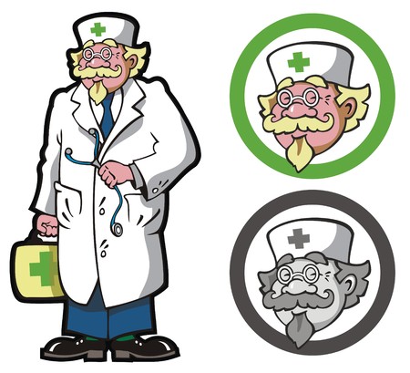 Physician (doctor) with phonendoscope and medical suitcase, occupation, vector illustrationのイラスト素材