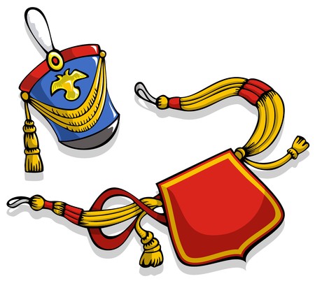 Russian Hussar ammunition, including officer's hat and sack, vector illustrationのイラスト素材