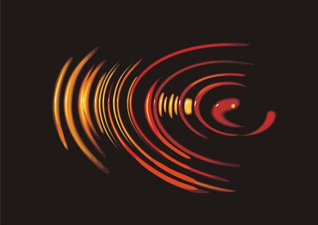 Photo-realistic circles on the water, highlighted in the darkness, vector illustrationのイラスト素材