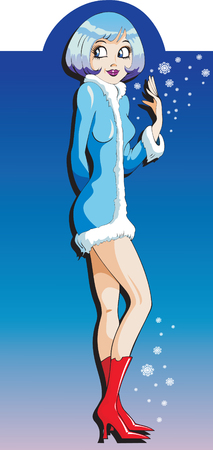 Snowgirl, a character from Russian tales, a granddaughter of Santa Claus, vector illustrationのイラスト素材
