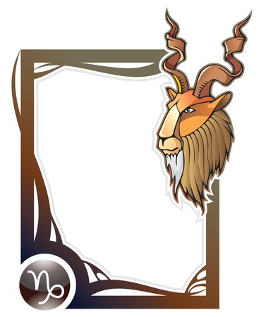 Capricorn, the tenth sign from the series of the zodiac frames in cartoon style,  illustrationのイラスト素材