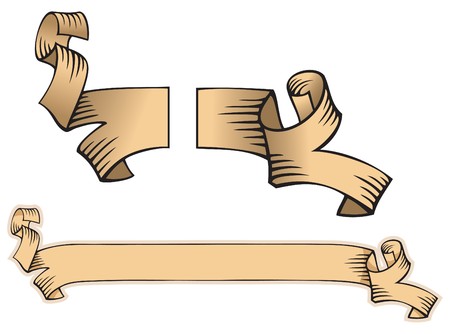 Ancient scroll or banner with torn edges, editable length, illustrationのイラスト素材
