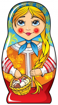 Traditional Russian matryoshka (matrioshka) doll, national style costume, vector illustrationのイラスト素材