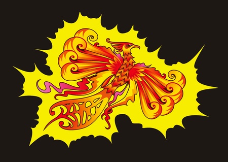 Mythical Phoenix or flaming bird, illustrationのイラスト素材