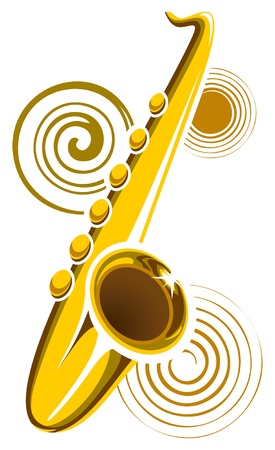 Stylized saxophone with abstract shapes, illustrationのイラスト素材