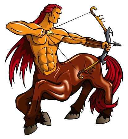 Centaur, fantasy creature, with bent bow, vector illustrationのイラスト素材