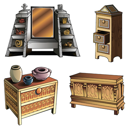 Furniture of different ages and styles, vector illustrationのイラスト素材