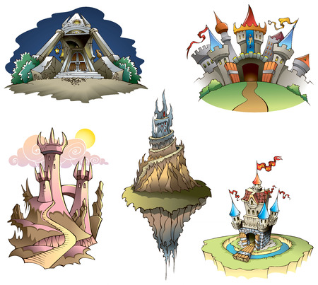 Set of different castles, illustrationのイラスト素材