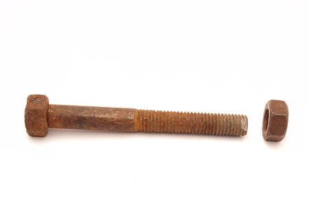 Bolt and nut on a white background  の写真素材