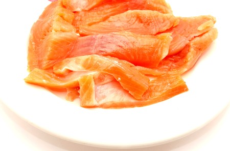 Fillet of tuna fish on a white background   の写真素材