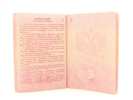 The opened passport on a white background    の写真素材