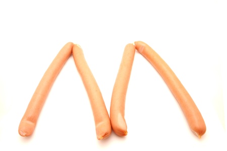 Sausages on a white background の写真素材