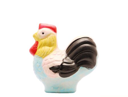 Ceramic figure "Hen" on a white backgroundの写真素材