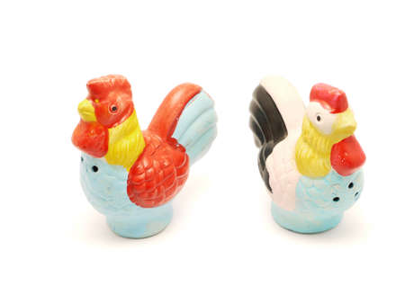 Ceramic figure "Hen" on a white backgroundの写真素材