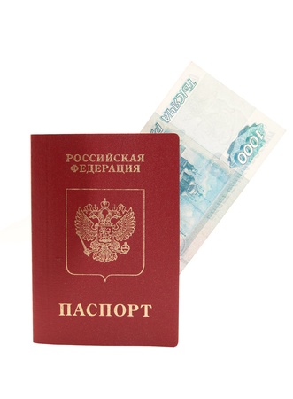 passpotr and money on the white background の写真素材