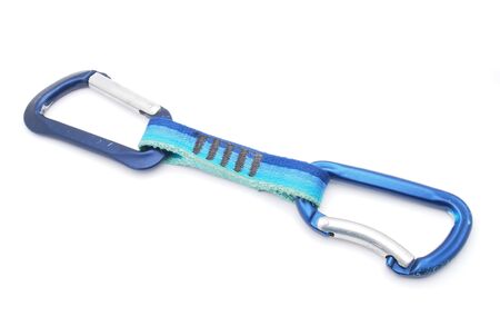 climbing carabiner on a white backgroundの写真素材