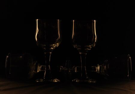 glass against a dark backgroundの写真素材