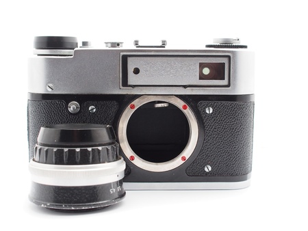 Old camera on a white background 