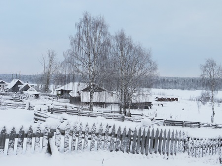 village in winterの写真素材