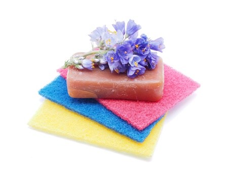toiletries on white backgroundの写真素材