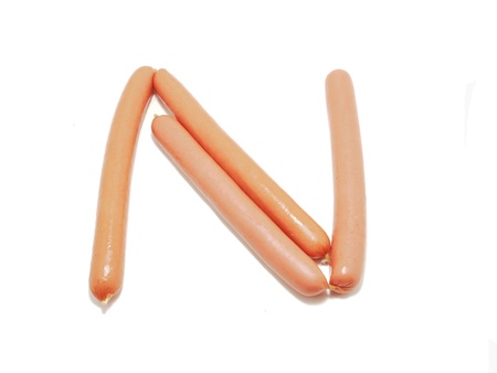 Sausage on a white backgroundの写真素材