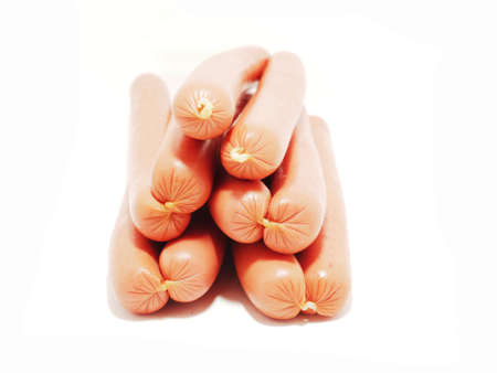 Sausage on a white backgroundの写真素材