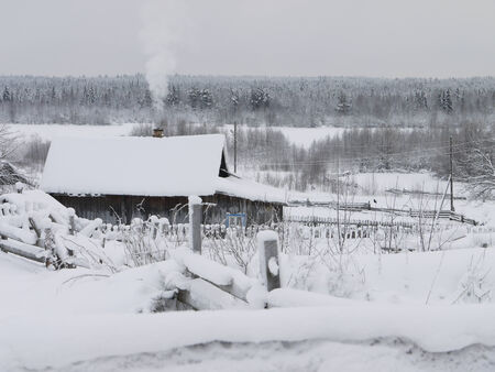 Winter in Russian villageのeditorial素材