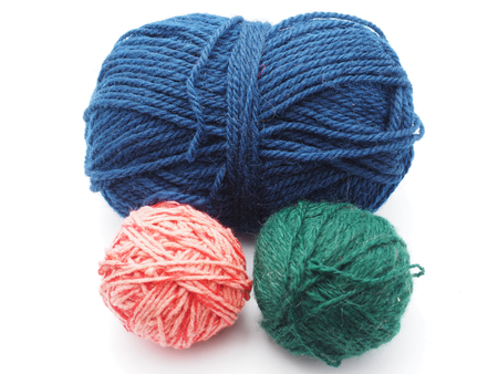 tangle with woolen threads on a white background