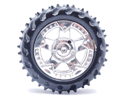 Car wheel on white background の写真素材