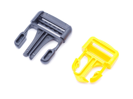 plastic buckle on a whita backgroundの写真素材