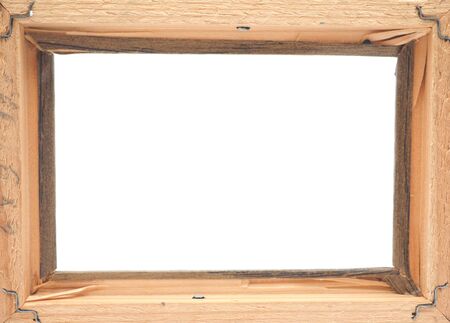 Wooden photo frame on a white backgroundの写真素材