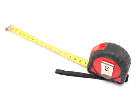 Old tape measure on a white background