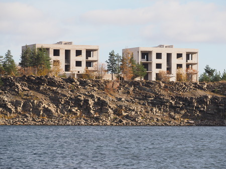 Construction on the lakeの写真素材