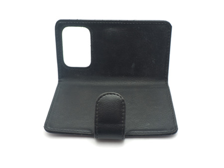 Black Leather Case for the mobile phone on a white background