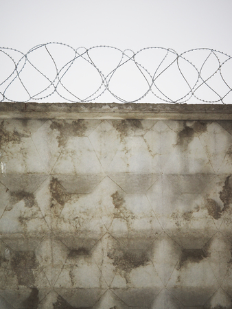 fence with barbed wireの写真素材