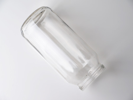 glass jar on a gray backgroundの写真素材