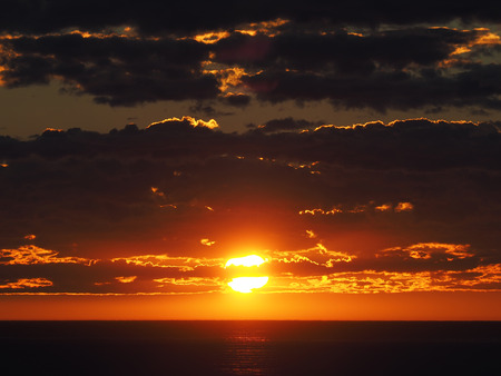 sunset on the Barents Seaの写真素材