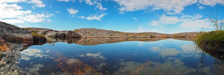 Reflection in a lake in the north. Panorama