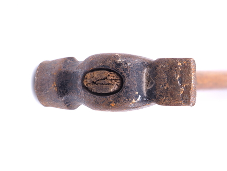 old rusty hammer on a white background