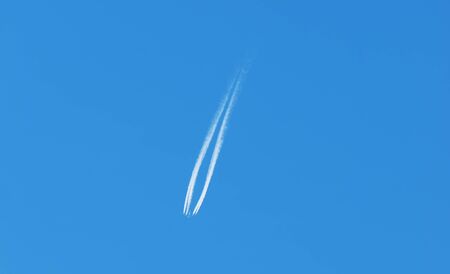 Airplane flying in the skyの写真素材