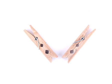 Clothespins on a white backgroundの写真素材