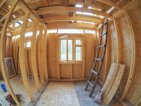 Construction of a frame houseの写真素材