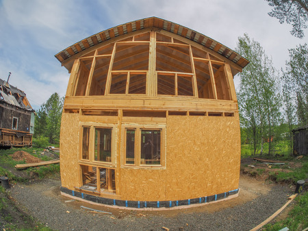 Construction of a frame houseの写真素材