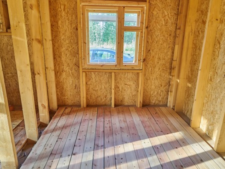 Construction of a frame houseの写真素材