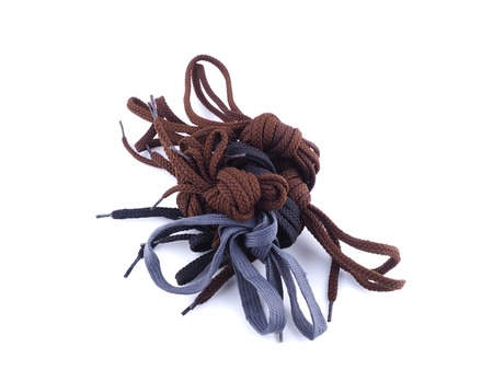 shoelaces for shoes on a white backgroundの写真素材