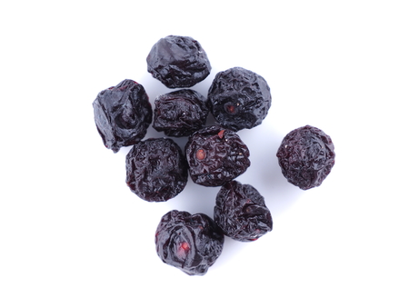 dry cherry berries on white backgroundの写真素材