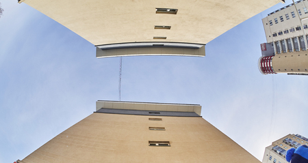 houses in the city from the bottom upのeditorial素材