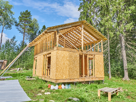 construction of a frame houseのeditorial素材