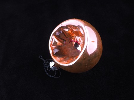 old Christmas decorations on a black backgroundの写真素材