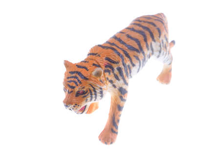 toy tiger on a white backgroundの写真素材